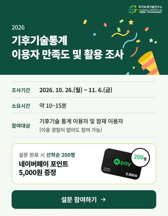 2026 기후기술통계 이용자 만족도 및 활용 조사